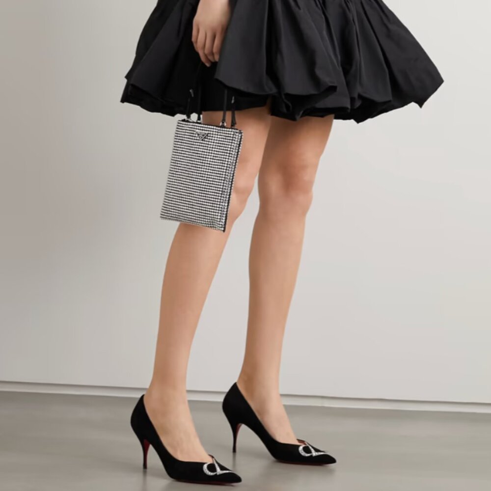 NWB CHRISTIAN LOUBOUTIN CL 80 Swarovski crystal-embellished suede pumps - Picture 3 of 8